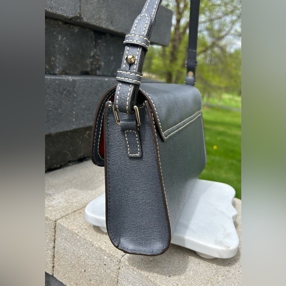 Dooney & Bourke Casey Saffiano Leather Denim Shoulder Purse Like New - Picture 11 of 13